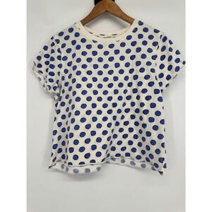 Maeve Anthropologie T-shirt  Women Sl Blue Polka Dot Artsy Casual Spring Cotton
